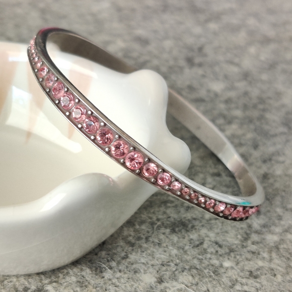 Brighton Pink Crystal Wave Bangle Bracelet - Picture 5 of 7